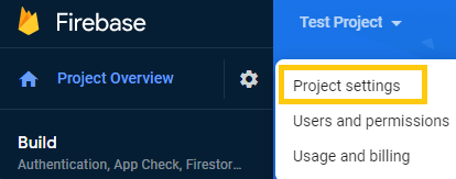 Firebase Project Settings