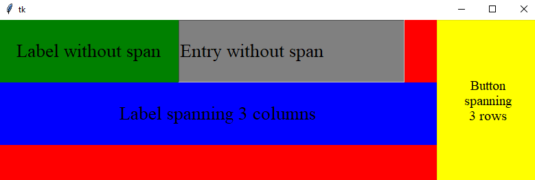 Tkinter grid geometry manager